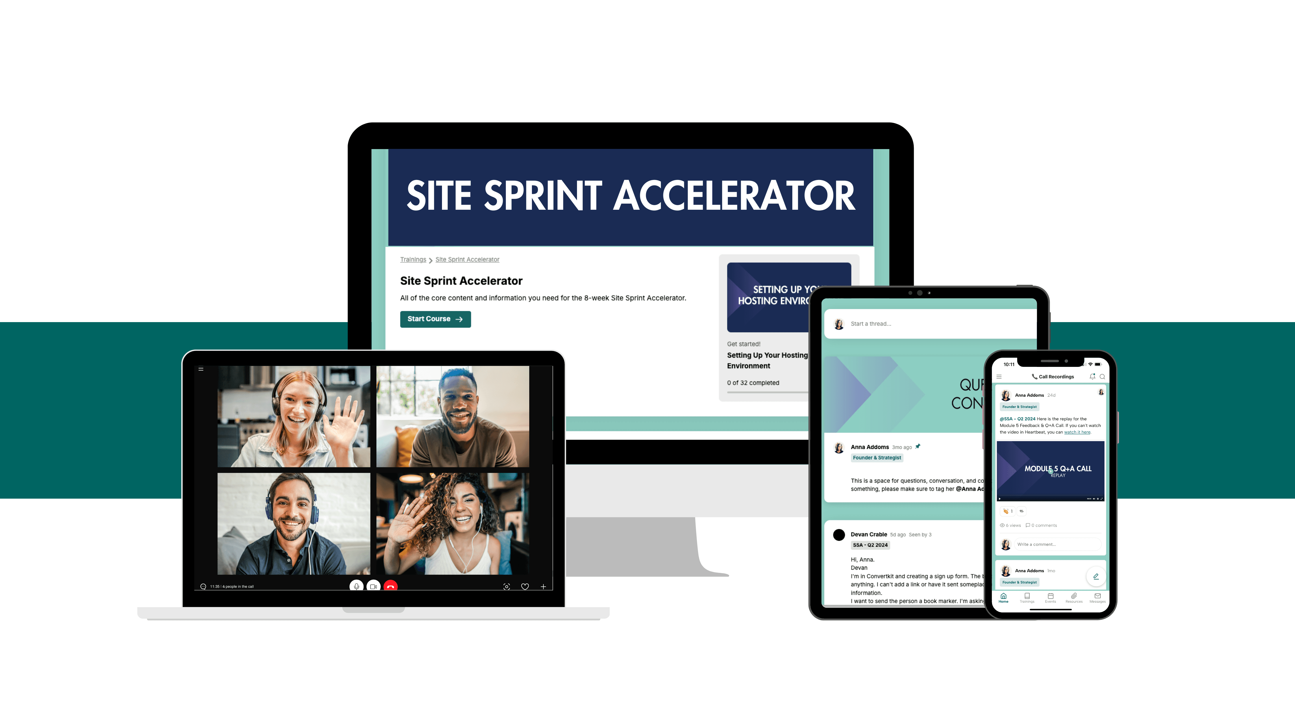 Various devices displaying a website titled 