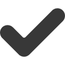 A dark gray checkmark symbol on a light gray background.