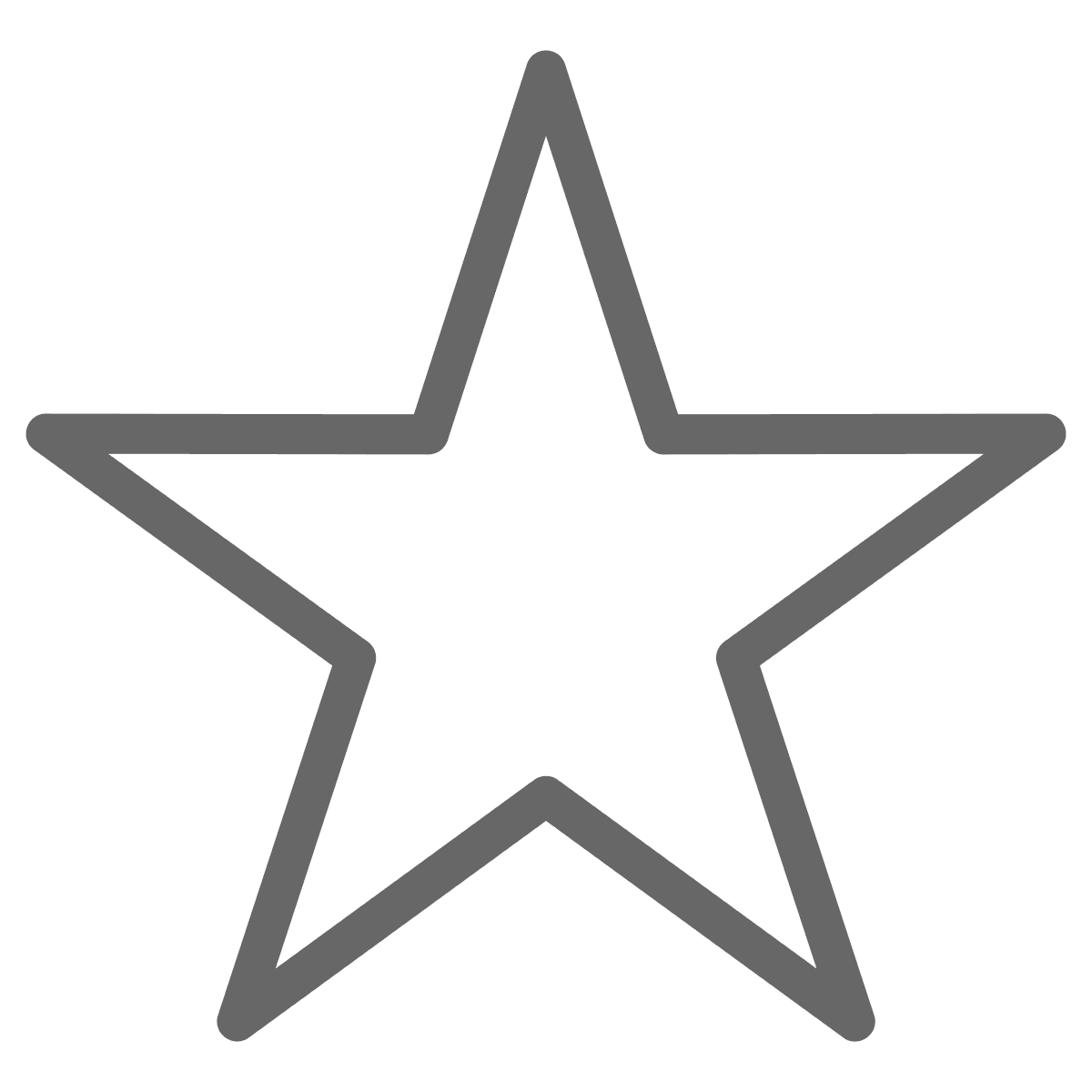 A simple black outline of a five-pointed star on a transparent background.