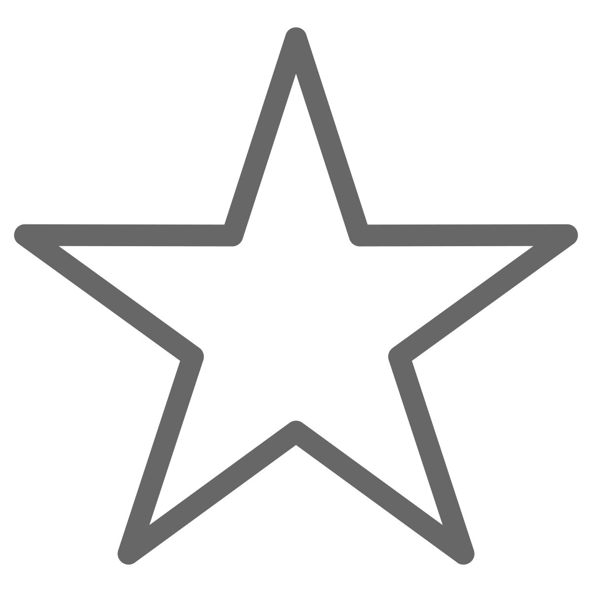A simple black outline of a five-pointed star on a transparent background.